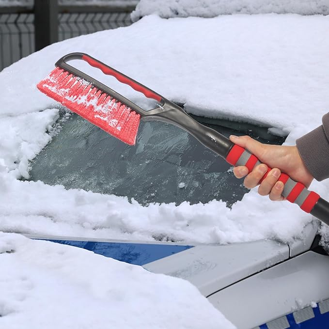 Snow Brush and Ice Scraper for Car Windshield,26.4" Window Scraper Deicer for Car SUV and Truck,Ice Scrapers and Brushes 2 in 1,Winter Car Automotive Exterior Accessories(1Pack Red)