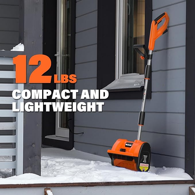 MAXLANDER Electric Snow Shovel Cordless, 20V 12-Inch Cordless Snow Blower, Battery Snow Shovel with Directional Plate and Adjustable Front Handle (4.0Ah Battery, Charger and Cover Included)