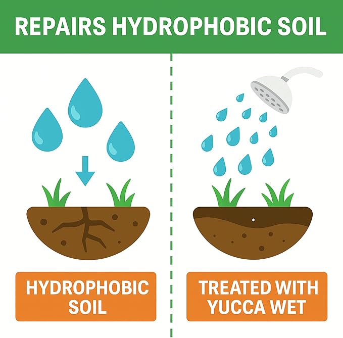 Yucca Wet - Wetting Agent - Surfactant - Liquid Yucca All Natural Extract for Plants, Lawns - Aeration Soil Loosener & Lawn Fertilizer - 1 Gallon Concentrate