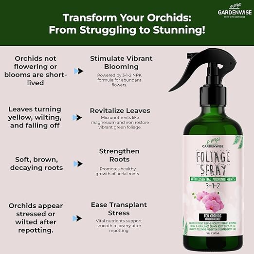 Premium Orchid Plant Food Mist β Orchid Fertilizer Spray β Orchid Food Fertilizer for Blooming β Orchid Plant Care Formula 3-1-2 β Ready-to-Use (8 OZ)