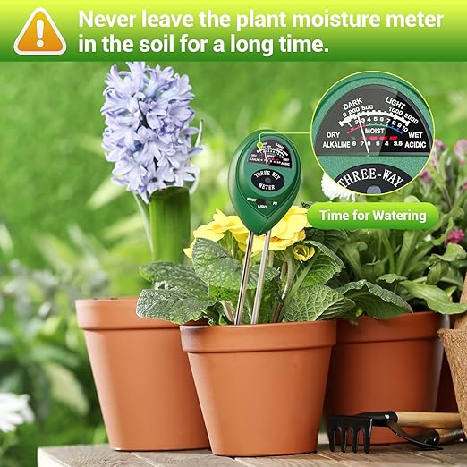 Plant Moisture Meter, 3 in 1 Soil Moisture Light pH Tester, Dr.meter Soil Probe Test Kits for Indoor Outdoor Plant Care, Hydrometer for Plants, No Battery Needed