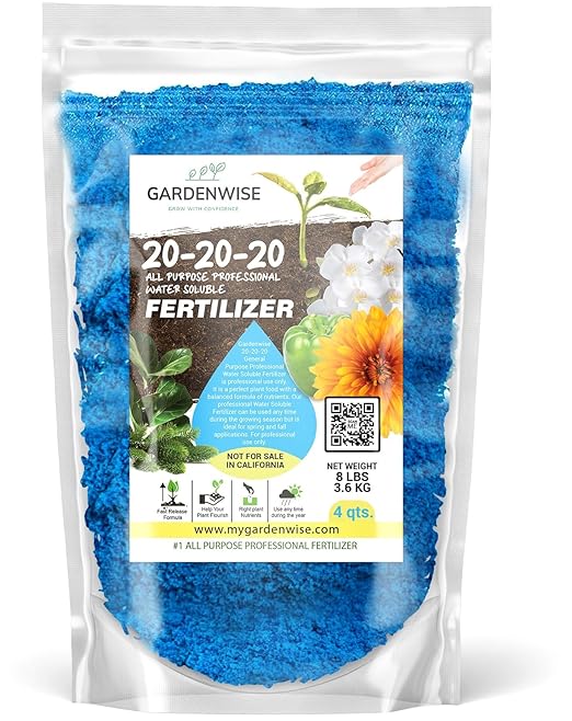 20-20-20 Water-Soluble Fertilizer β Powder for Liquid Plant Food for Indoor & Outdoor Plants, Orchids, Vegetables, Lawns, Flowers β 20 20 20 Fertilizer 4 Quarts (8 lbs)