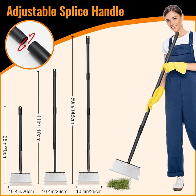 Garden Flat Shovel Scraper, Heavy Duty Floor Scraper with 59 Inch Long Handle, Outdoor Multifunctional Weed Cleaning Shovel for Gardening Edging Trenching Weeding and Removing Snow, Weeds, Dirty, Moss
