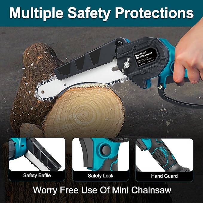 Mini Chainsaw for M-akita 18V Battery, 600 W Brushless Chainsaw Electric 6 Inches, Battery Chainsaws Hand Chainsaw for Garden Shears, Wood Cutting(No Battery)