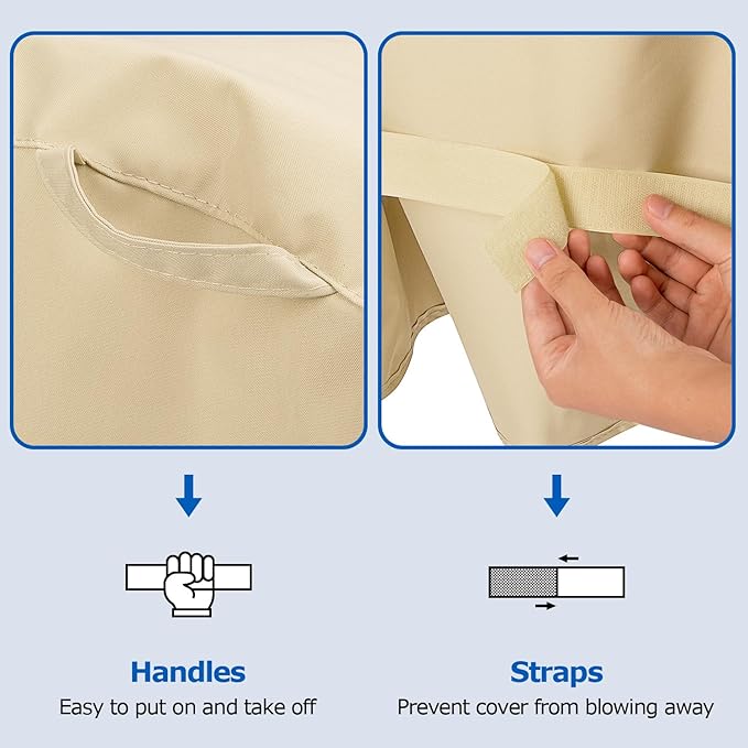 SunPatio 2 Burner Grill Cover 32 Inch, Outdoor Heavy Duty Waterproof Small Gas BBQ Cover, UV & Fade Resistant, Compatible for Weber CharBroil Nexgrill and More Grills with Collapsed Side Tables, Beige