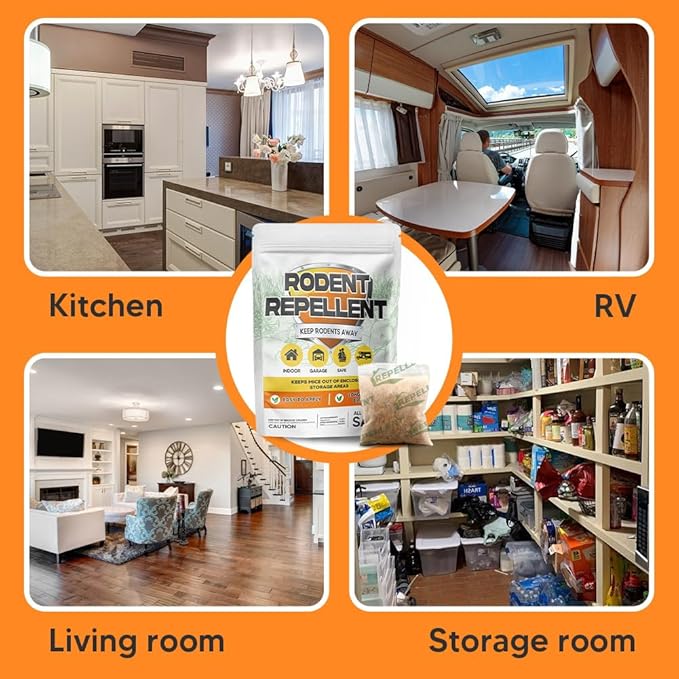 Rodent Repellent, Mouse Repellent Pouches, Mice Repellent Indoor, Mouse Deterrent Outdoor, Rat Repellent, Extra-Strength Rodent-Repelling Pouch, Peppermint to Keep Mice Away from Garage-8P