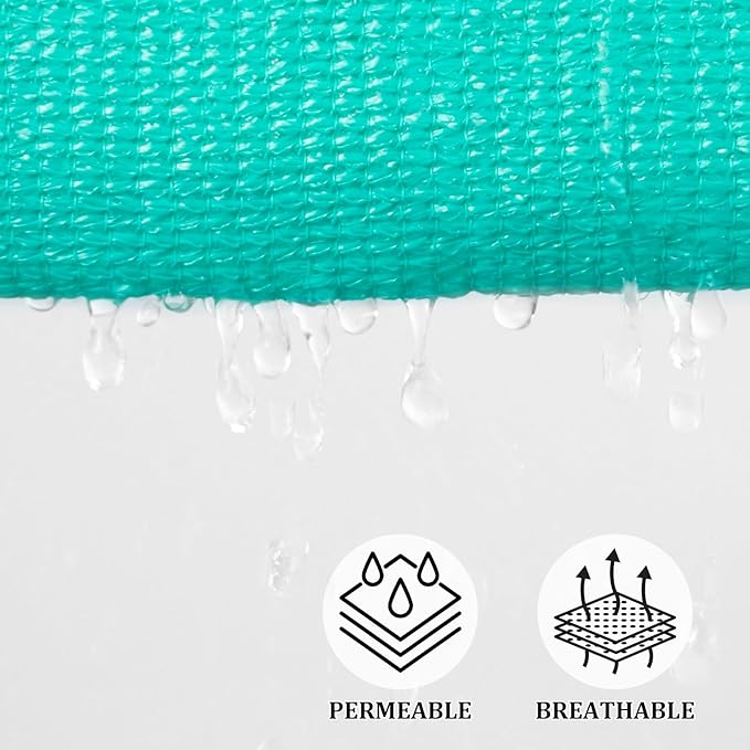 Shade&Beyond Sun Shade Sail Breathable UV Block Outdoor Covering Cloth for Backyard, Pool, 16'X20'X20', Turquoise (Customized Available)