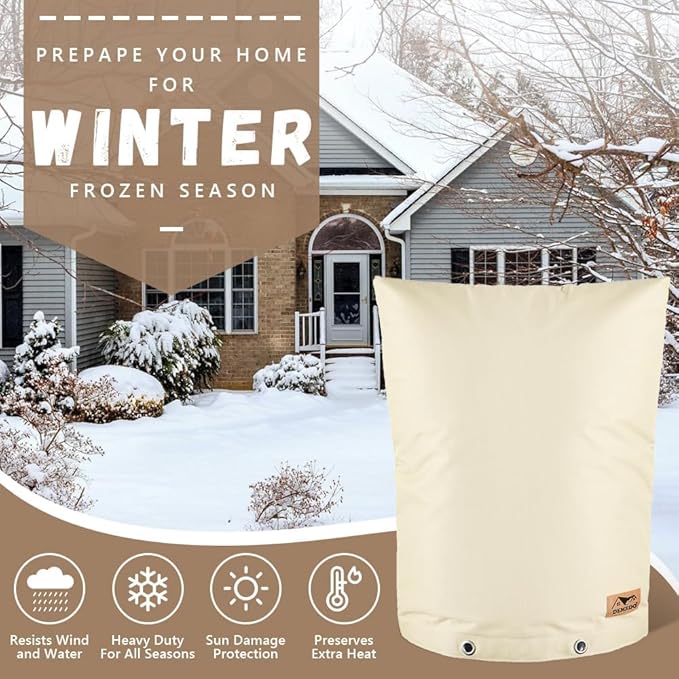 Backflow Preventer Insulation Cover - Water Pipe Insulation Sprinkler Cover for Outside - Insulated Backflow Cover Pouch for Irrigation Back Flow Valve in Winter or Sun Exposure (18" W x 34" H, Sand)