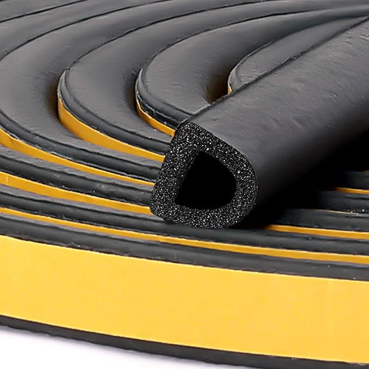 Weather Stripping for Large Gaps in Doors and Windows, Block Wind & Noise, Self-Adhesive, Thickness 12mm, Width 14mm, Length 6 Meters(Black)