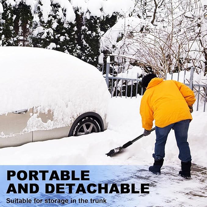 Snow Shovel 2025 Upgrade - Large Capacity Lightweight Aluminum Snow Removal Tool for Car Driveway Garden Camping Portable Parent Child Snow Play Shovel (Black)