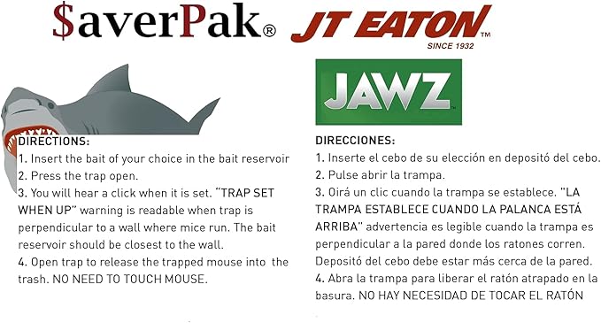 $averPak 2 Pack - Includes 2 JT Eaton Jawz Mouse Traps for use with Solid or Liquid Baits