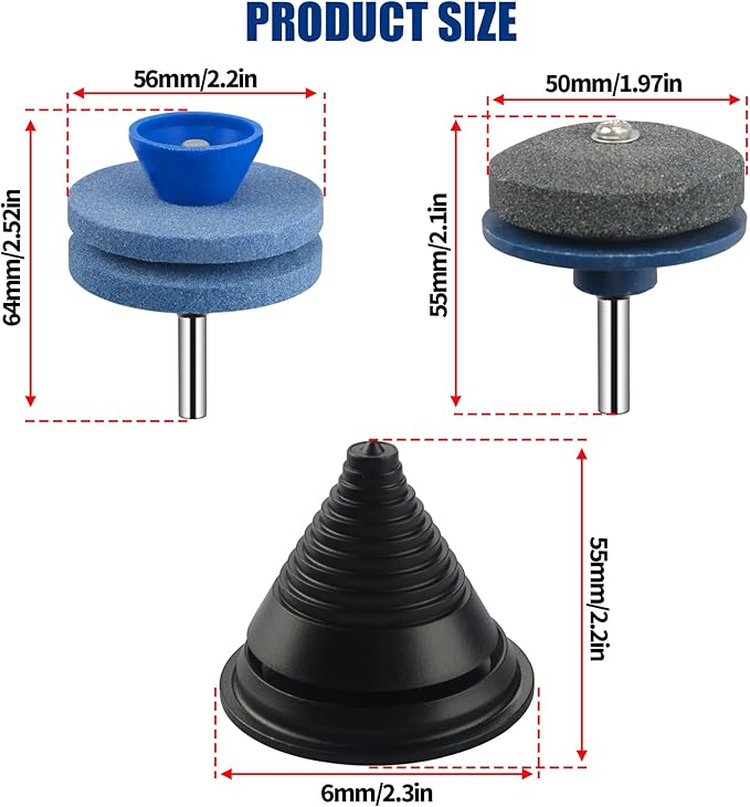 Double Layer Corundum Lawnmower,Blade Sharpener Lawn Mower Blade Sharpener,Blade Balancer Compatible with Any Power Drill/Hand Drill Universal Wear Resistant Mower Blade Sharpener