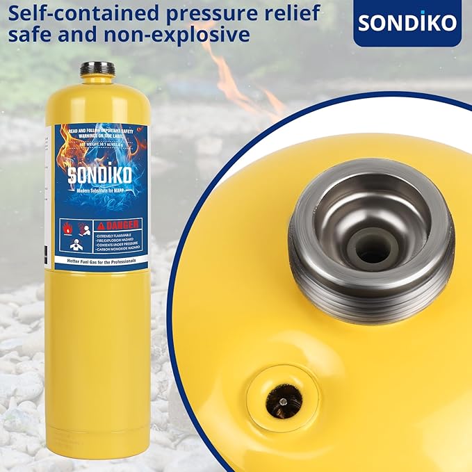 Sondiko Propane Torch with Pre-Filled Cylinder, Powerful Propane Torch Head L8010, Sous Vide, Adjustable Campfire Starter with Standard Propane Fuel Cylinder for Searing Steak, BBQ, Welding