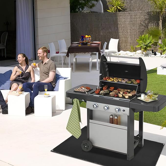 Under Grill Mat for Outdoor Grilling, 70 x 48 inches Double-Sided Fireproof Waterproof BBQ Protector for Deck and Patio Under Grill Mat for Outdoor BBQ