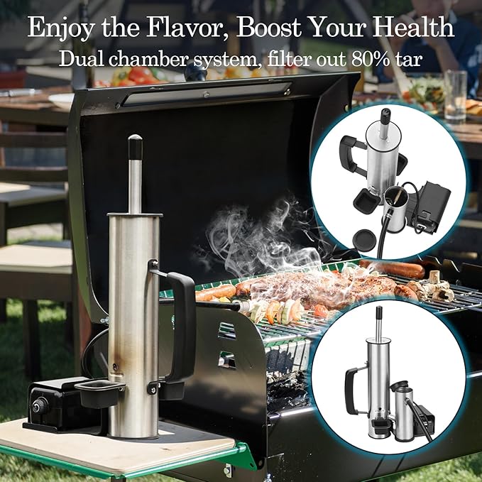 Smoke Generator,Upgraded Gas Grill to Smoker - Portable Electric BBQ Smoker,Smoker Box,12H Cold/Hot Smoke Tube, Suitable for Cold Smoking Cheese Backyard Tailgating Deck,Birthday Gifts for Men,Dad