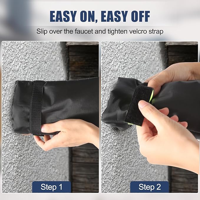 2Pack Outdoor Faucet Covers for Winter Freeze Protection, 8.5″x5.9″x1.9″ Thicker Hose Bib Insulation Cover Waterproof & Frost Free Outside Spigot Cover Bags Insulated Covers with Reflective Strips