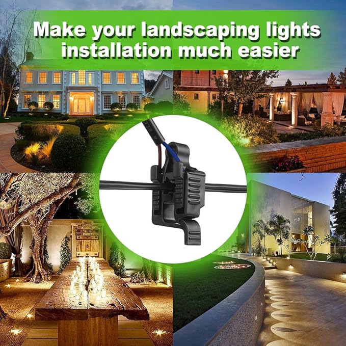 12 Pack Low Voltage Wire Connector, 12-18 Gauge Landscape Lighting Cable Connector Waterproof for Outdoor Path Lights, Spotlights, In-ground Lights, Easy Installation, UL Listed