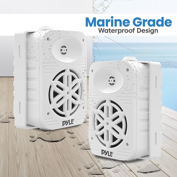 PyleUsa Indoor Outdoor Speakers Pair-500 Watt Dual Waterproof 5.25” 2-Way Full Range Speaker System w/ 1/2”High Compliance Polymer Tweeter - in-Home, Boat, Marine,Deck,Patio,Poolside (White) PDWR55WT