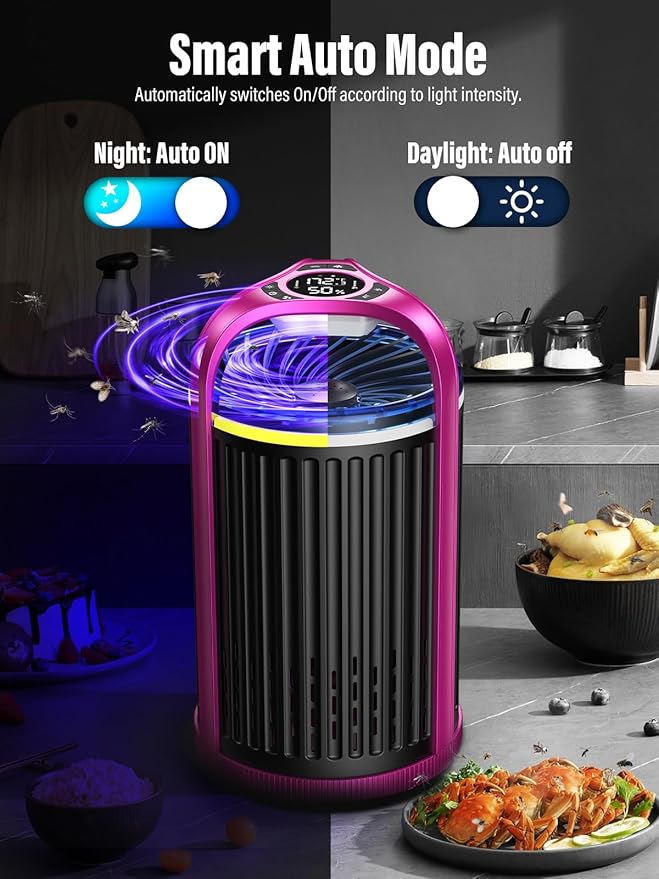 Fruit Fly Traps for Indoors, Smart Fly Trap Indoor Bug Zapper Gnat Traps for House Indoor Plant, Pest Control with 10PCS Refills - Purple