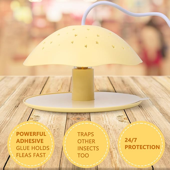 2 Packs Flea Traps for Inside Your Home, with 12 Sticky Discs & 4 LED Bulbs & 2 Electric Wires, Friendly to Pets & Children, Indoor Bed Bug Flea Light Trap Pest Control