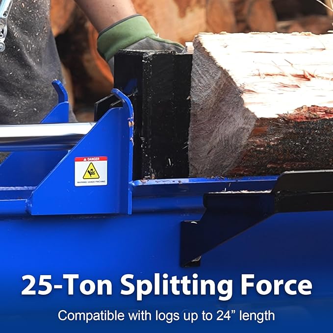 BILT HARD 25-Ton Horizontal/Vertical Gas Powered Log Splitter, Hydraulic Log Splitter with 8 HP 223cc 4-Cycle OHV Engine, 2" Ball Coupler, Safety Chains, Towable Wood Splitter for Firewood Splitting