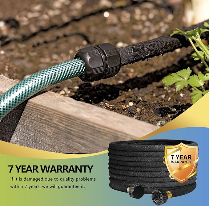 Soaker Hose 100 Ft for Garden Beds with Fittings Kit, 1/2’’ Soaker Hose for Foundation Watering, Heavy Duty Water Saving Drip Hoses for Lawn, Landscaping, Garden(100 FT)