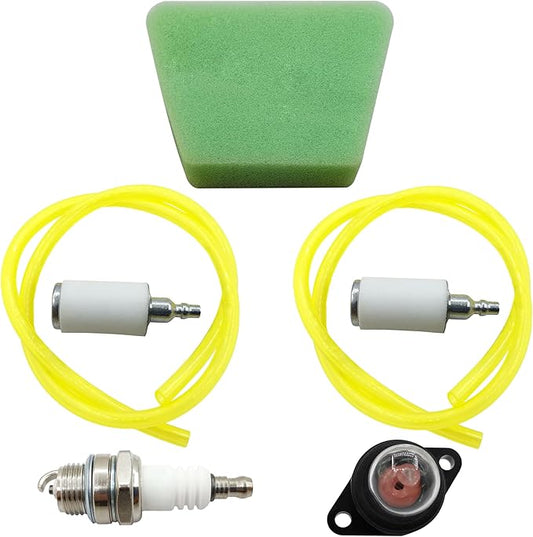 Primer Bulb Pump with Air Filter Fuel Filter Fuel Line Hose Tube Spark Plug for Poulan Pro Craftman Chainsaw Tune up kit Replaces 530037793, 188-513-1