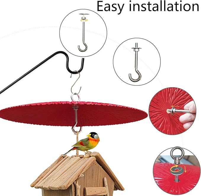 13" Bird Feeder Baffle, Metal Hummingbird Feeder Rain Guard, Metal Hanging Baffle Weather Guard Cover for Outside