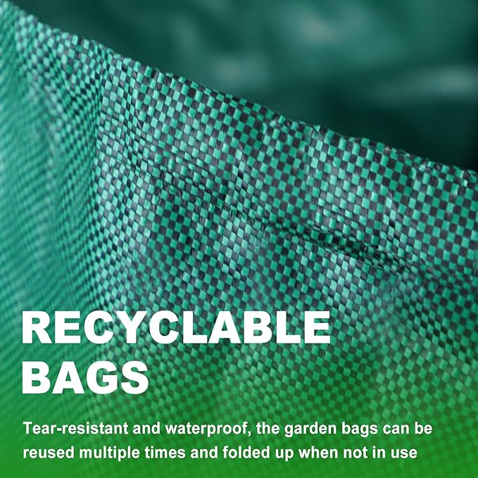 Hugeleaf 3 Packs 72 Gallon Reusable Yard Waste Bags, Collapsible Leaf Bags with Reinforced Handles, Extra Large Heavy Duty Garden Waste Bags for Leaves Garden Clean Up