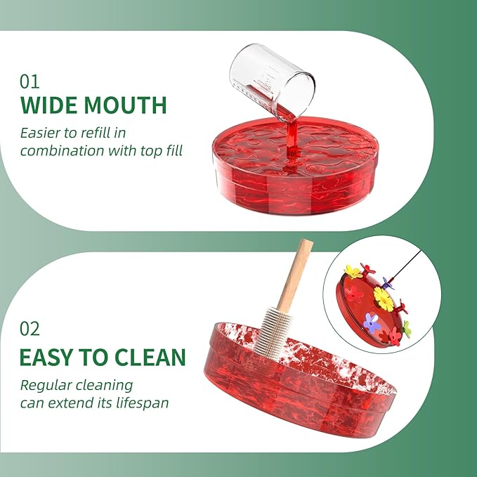 1 Pack Wide-Mouth Hummingbird Feeder for Outdoor Hanging, Nectar Bird Feeder with Ant Moat, Unique Gift