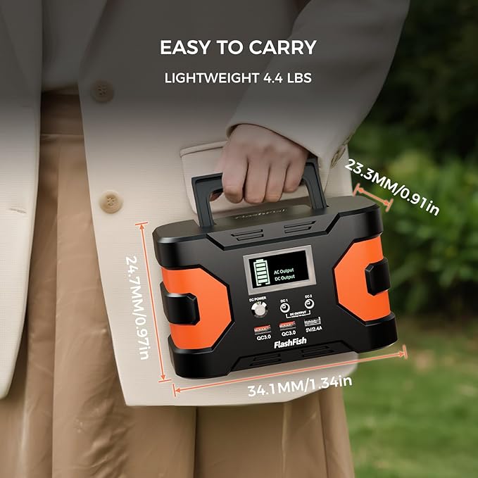 Flashfish 150W Portable Power Station 166Wh, 300W Peak Solar Generator with 2 Ac Outlets, 2 DcPorts & 3 USB Ports, Backup Battery Pack for Camping, Outdoor Emergency, Home Power Supply