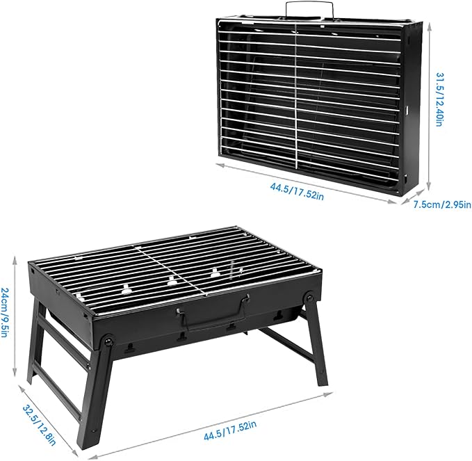 Uten Charcoal Grill, BBQ Grill Folding Portable Lightweight smoker Grill, Barbecue Grill Small desk Tabletop Outdoor Grill for Camping Picnics Garden Beach Party 17''x11.6''x 2.6''