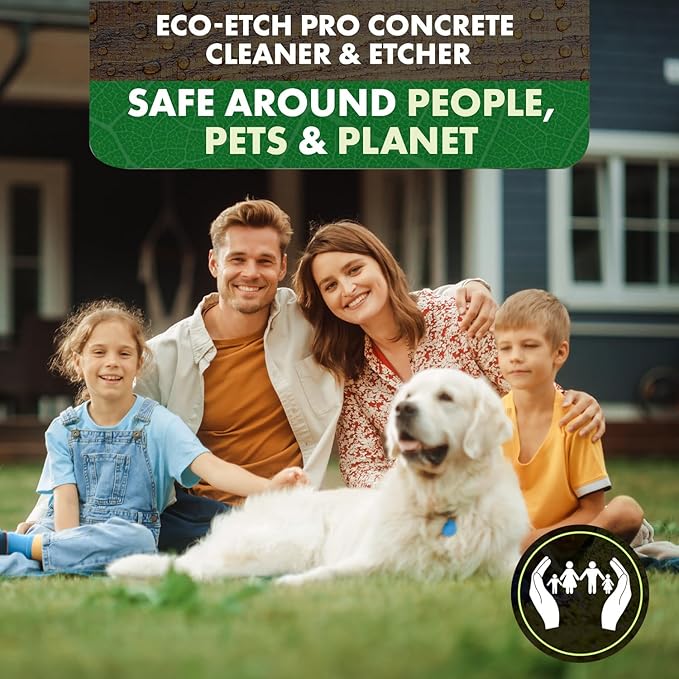 Eco Etch Pro Concrete Cleaner & Etcher Dissolver - Efflorescence, Rust & Dirt Remover from Brick, Driveway, Garage - Gentle Substitute for Citric Acid - Non-Toxic & Safe - 55 Gallon