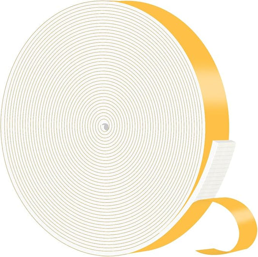 Weather Stripping Door Seal,Weather Stripping,Soundproof,Cold Insulation,High Density CR Foam Insulation Tape for Door,Windows (White, 1 in x 1/16 in x 33Ft)