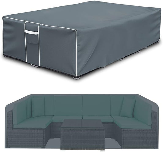 Gasadar Outdoor Furniture Cover Waterproof, Square Patio Sectional Cover,126"x126"x28", 600D Heavy Duty, Grey