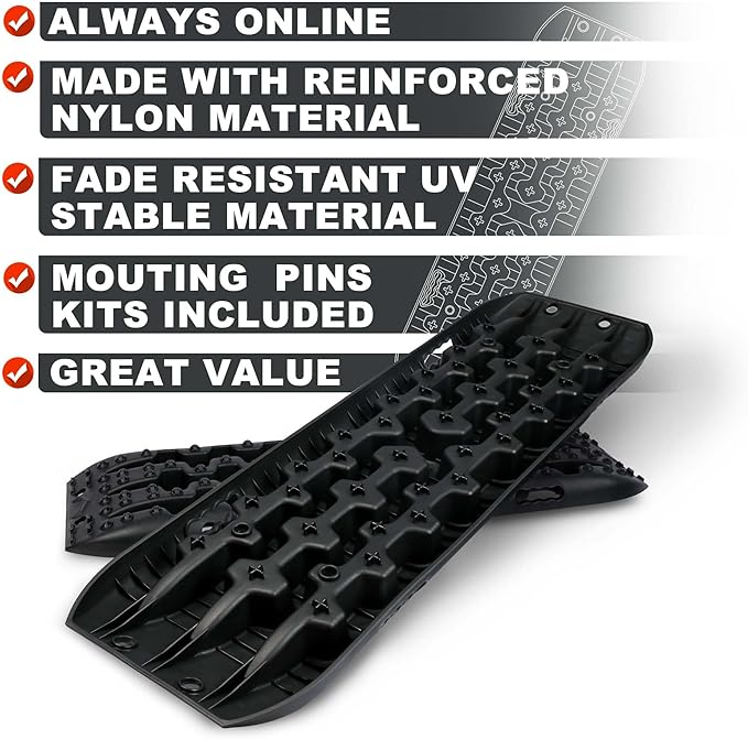 X-BULL New Recovery Traction Tracks Sand Mud Snow Track Tire Ladder 4WD (Black,3gen)