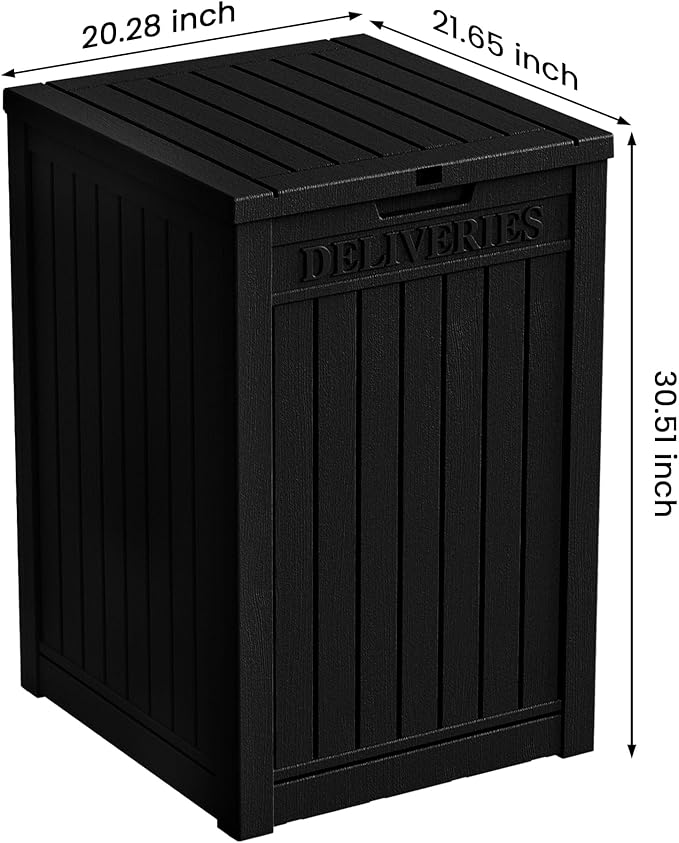 55 Gallon Outdoor Storage Box, Waterproof Resin Deck Box for Patio, Pool, and Garden, Lockable Bin for Cushions, Tools, and Accessories, UV-Resistant, Black