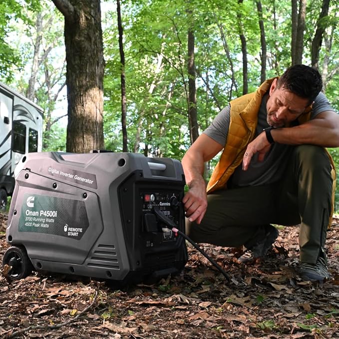 Cummins Onan P4500I Portable Inverter Generator, Power Inverter Dual 5V USB Ports for Mobile Charging, Gas Powered for Backup Home Use, RV & Camping - 7.3 HP 224cc OHV 4-Stroke Engine W/Remote Start
