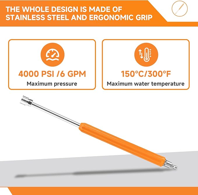 22" Pressure Washer Extension Wand,Stainless Steel 1/4"Quick Connect Power Washer Lance,Short Power Washer Wand Replacement For Car Wash,Pressure Washer Accessories