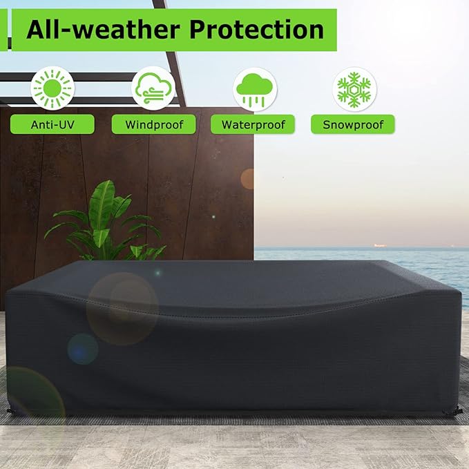 Patio Furniture Covers Waterproof, Heavy Duty 600D Outdoor Furniture Covers for Outside Sectional Sofa Set,Tear Resistance and Anti-UV, Black,126"L x 64"W x 28"H