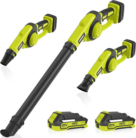 EWORK Small Leaf Blower Cordless 21V 200 MPH Mini Electric Leaf Blower with Battery and Fast Charger, Powerful Lightweight Leaf Blowers for for Lawn Care, Patio, Blowing Leaves