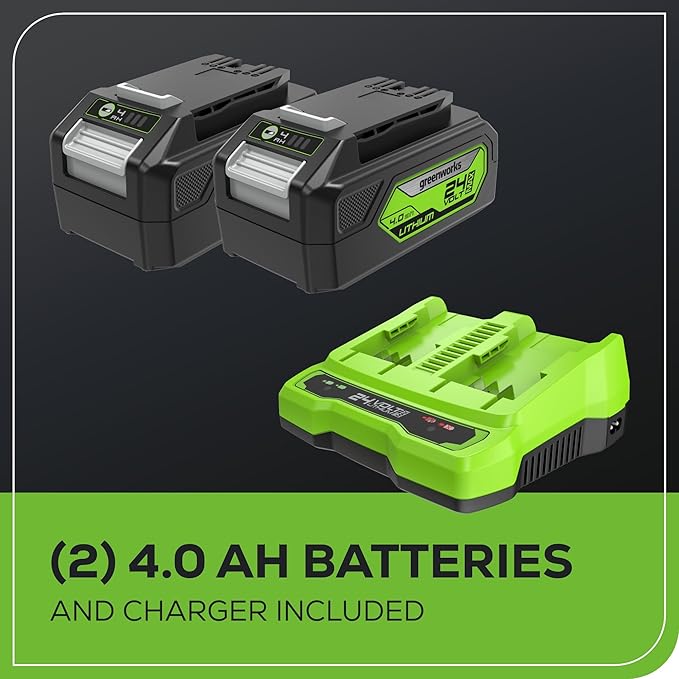 Greenworks 48V (2x24V) 17" Brushless Mower+12" String Trimmer +320CFM Blower,(2) 4.0Ah Batteries and 2A Dual Port Charger