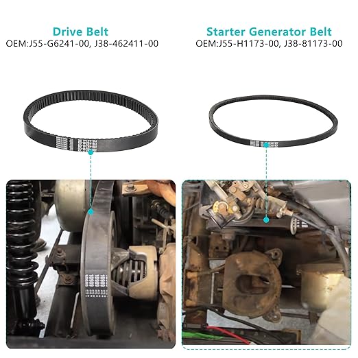 10L0L Golf Cart Tune Up Kit with Starter Generator Belt & Drive Belt for Yamaha 1996-up G16 G19 G22 & 2012-up G29 Gas Model W/ 4 Cycle 301cc 357cc Engine Air Filter Pre Fuel Filter Spark Plug