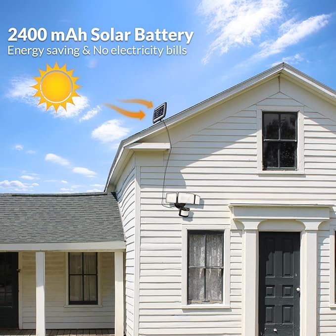 LEPOWER 1600LM LED Solar Security Lights Motion Outdoor, 5500K White Light, IP65 Waterproof Outdoor Flood Solar Light for Yard, Garage(Black)