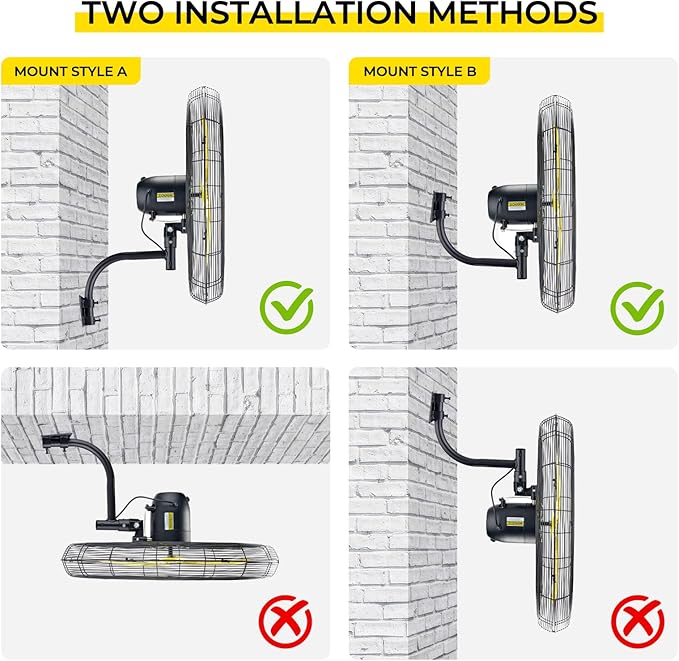 FUGOO 24" Quiet Outdoor Oscillating Wall Mount Fan With Remote Control,All Sealed BLDC Motor,4-Speed Waterproof Outdoor Fan, Heavy Duty Industrial Wall Fans for House,Patios,Garage,Warehouse 5000CFM
