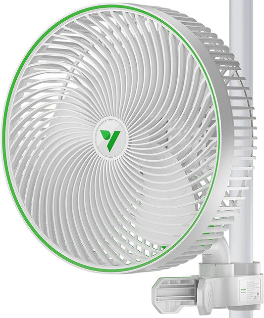 VIVOSUN AeroWave E9 Grow Tent Fan 9", EC Motor, WiFi-Controllable, US Patented Auto Oscillating Clip fan, IP54 Weatherproof, Strong Airflow & Quiet for Hydroponic Ventilation Circulation, White