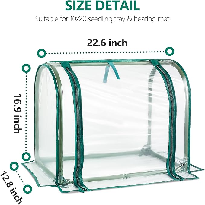 Mini Indoor Greenhouse Tabletop Garden Nursery Plant Cover Tent Humidity Domes for Home Gardening Germination and Seedling Propagation - 23x12x16.5 Inches