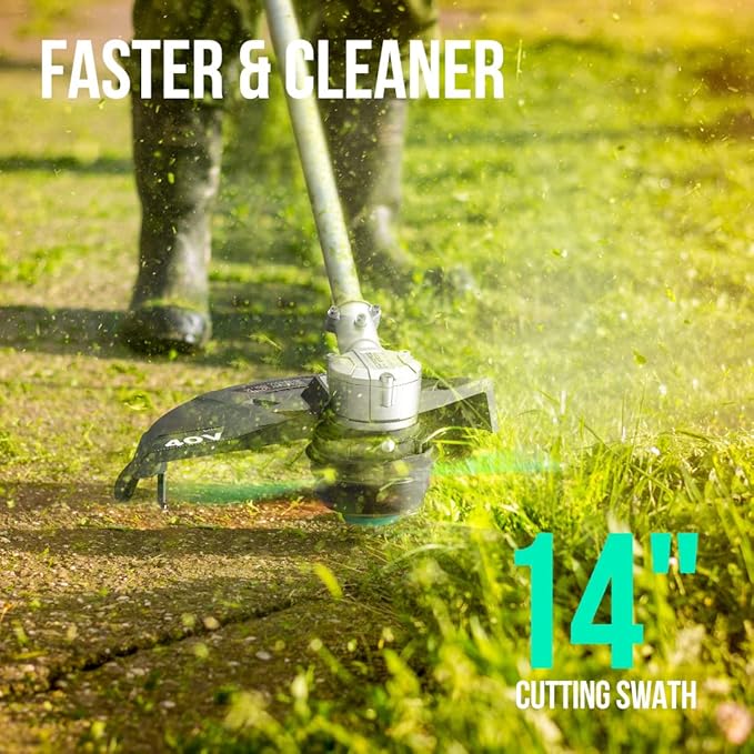 Litheli 40V Cordless String Trimmer Brushless Motor 14", Battery Powered 2 IN 1 Grass Trimmer and Brush Cutter, 2.0Ah Battery & Charger, Dual Line Bump Feed for Lawn Trimming, Brush Cutting, Lawn Care