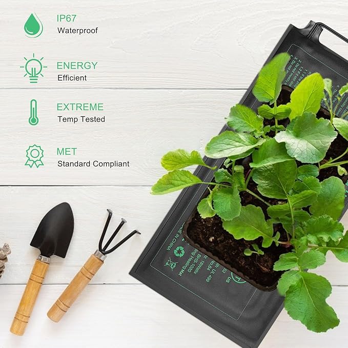 Seedling Heat Mat 4 Pack, MET Certified Heating Mat for Plants Grow Seed Starting Greenhouse, Waterproof Durable Germination Warm Hydroponic Heating Pad