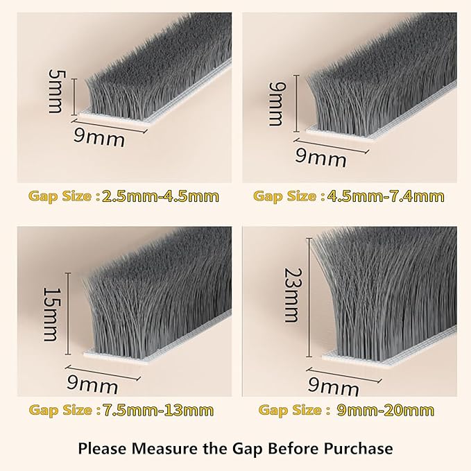 Weather Stripping Seal Tape 0.2inX0.4inX33FT Heavy Duty Adhesive Waterproof Door and Window Draft Blocker for Home Perfect for Insulation Noise Reduction and Energy Saving Grey